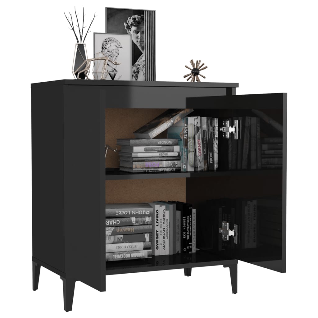 vidaXL Sideboard High Gloss Black 101x35x70 cm Engineered Wood