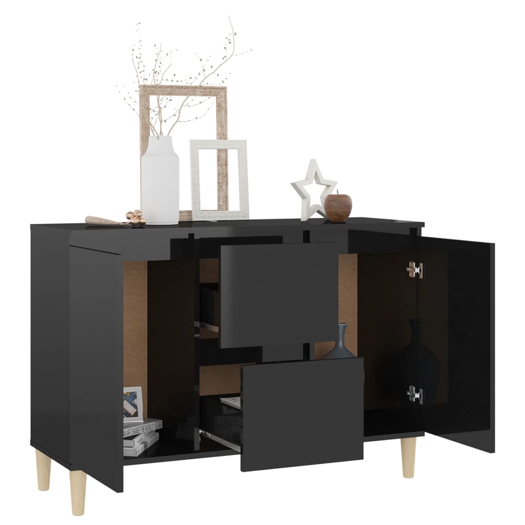 vidaXL Sideboard High Gloss Black 101x35x70 cm Engineered Wood