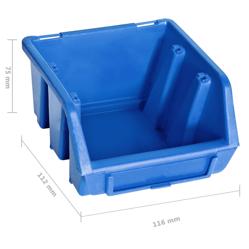 vidaXL 48 Piece Storage Bin Kit with Wall Panels Blue and Black