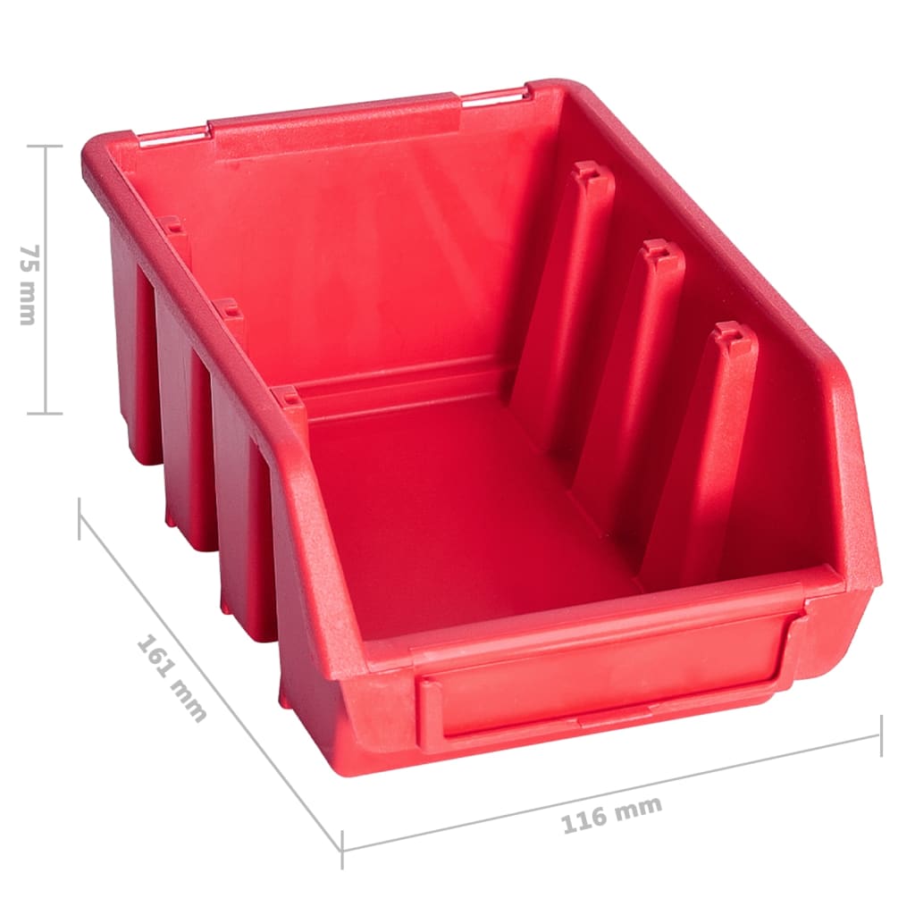 vidaXL 96 Piece Storage Bin Kit with Wall Panels Red and Black