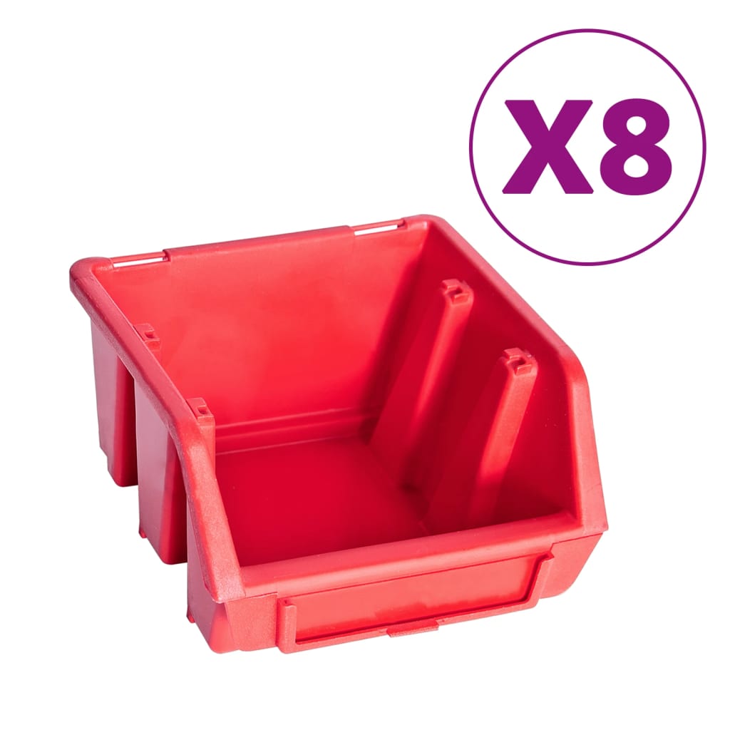 vidaXL 39 Piece Storage Bin Kit with Wall Panels Red and Black