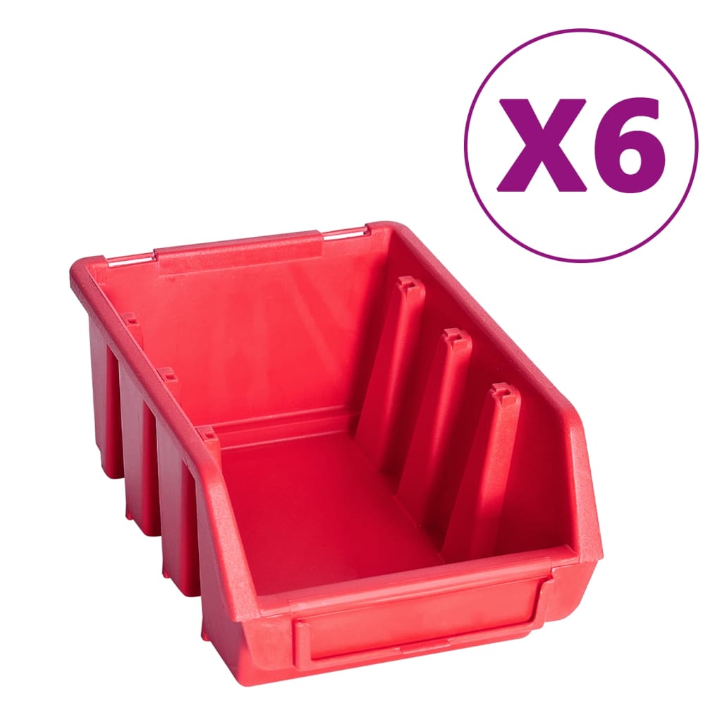 vidaXL 39 Piece Storage Bin Kit with Wall Panels Red and Black