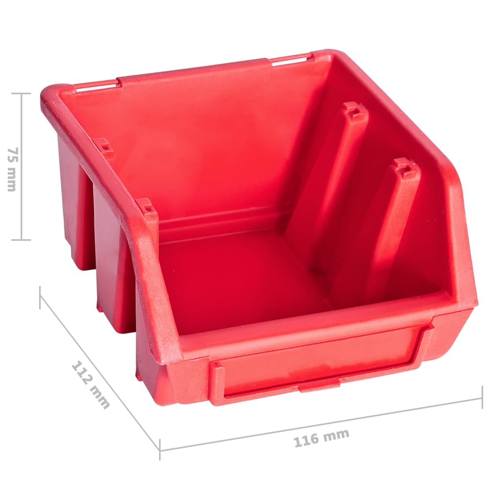 vidaXL 39 Piece Storage Bin Kit with Wall Panels Red and Black