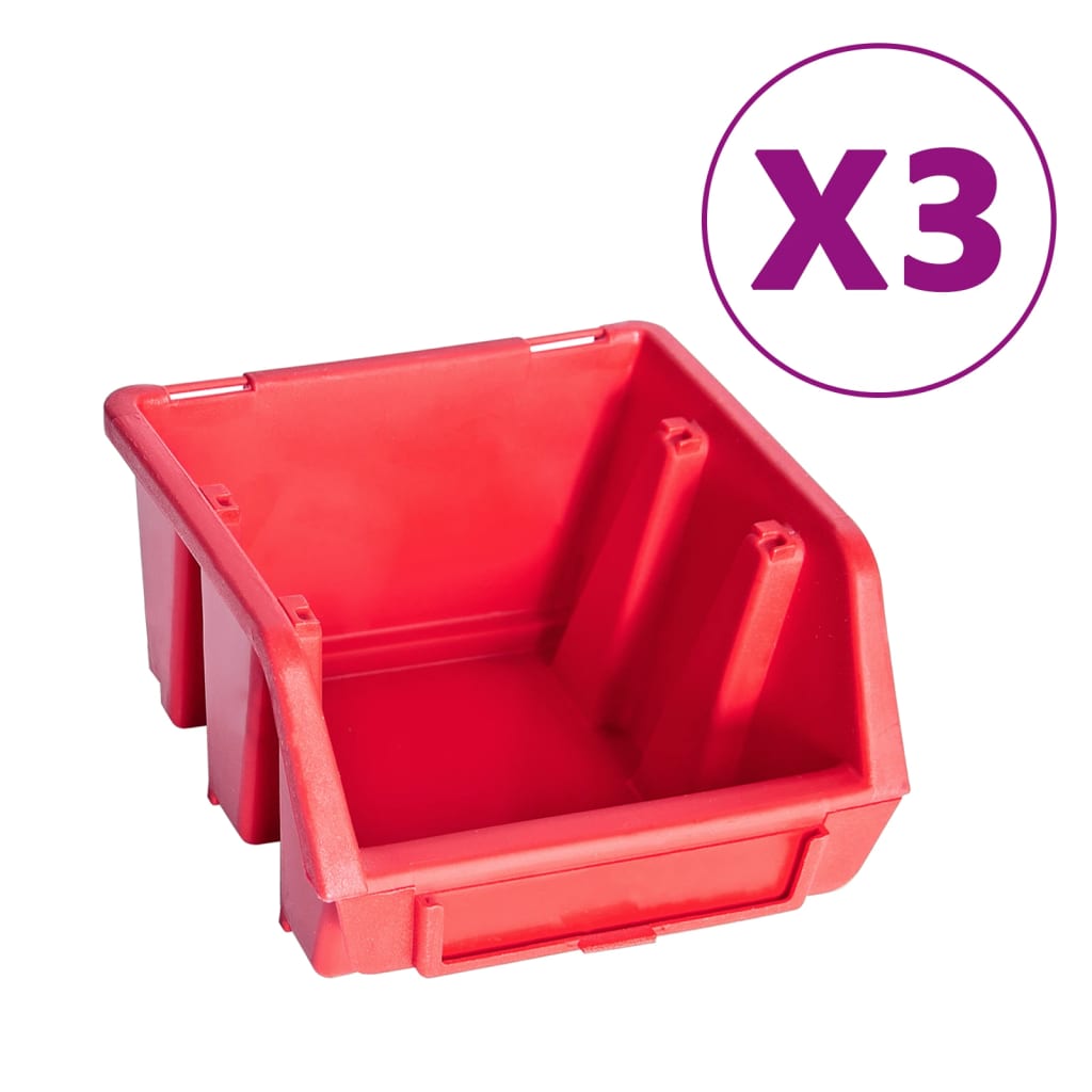 vidaXL 34 Piece Storage Bin Kit with Wall Panels Red and Black