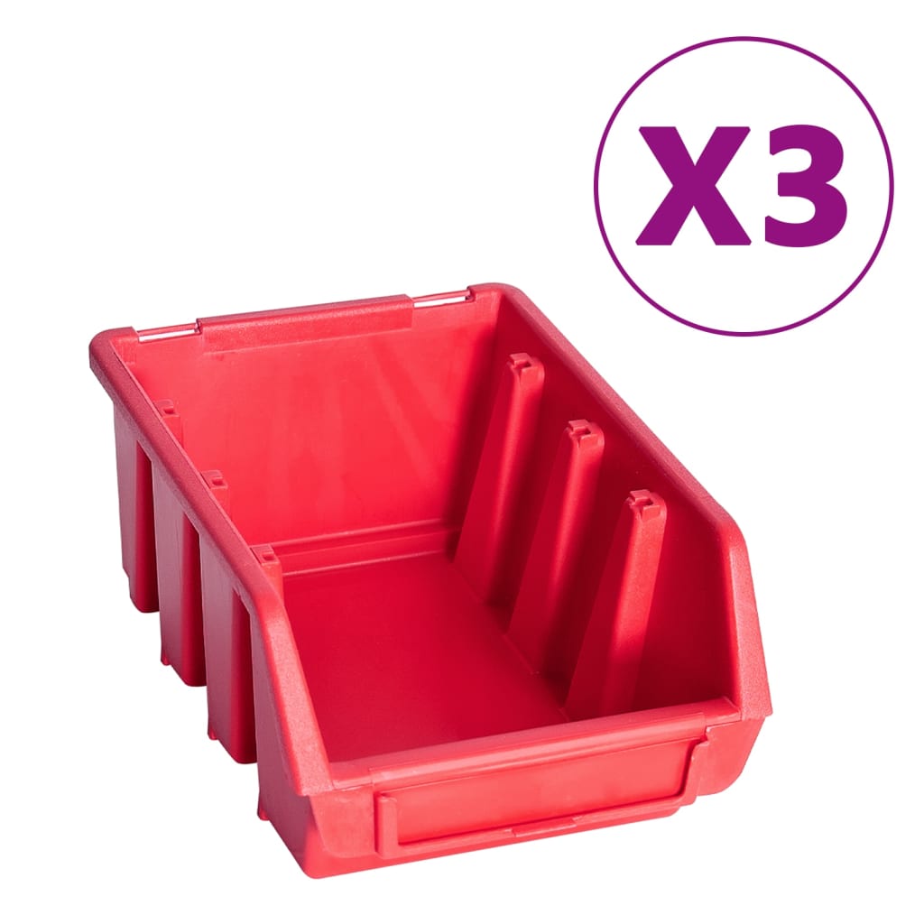 vidaXL 34 Piece Storage Bin Kit with Wall Panels Red and Black