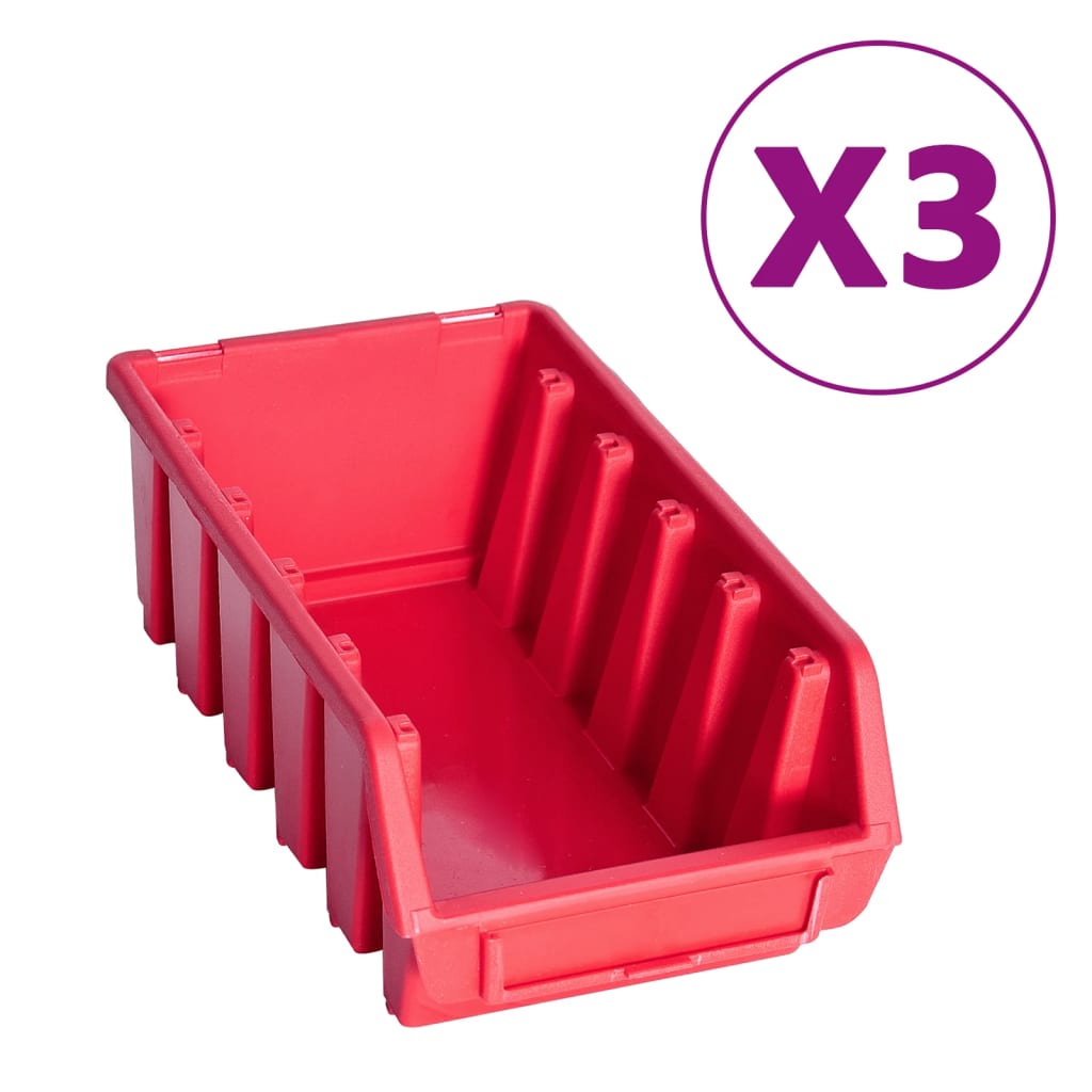 vidaXL 34 Piece Storage Bin Kit with Wall Panels Red and Black