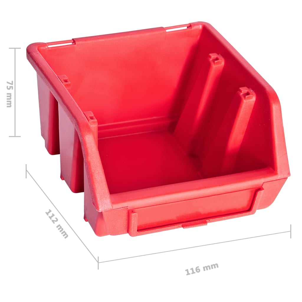 vidaXL 34 Piece Storage Bin Kit with Wall Panels Red and Black