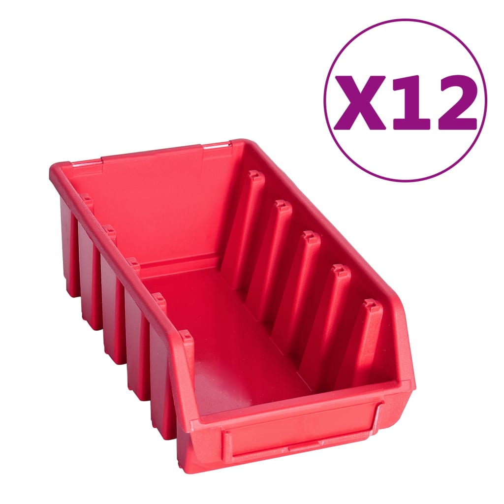 vidaXL 80 Piece Storage Bin Kit with Wall Panels Red and Black