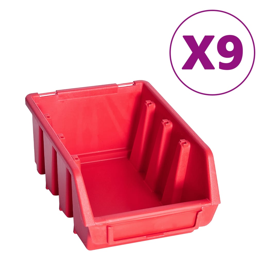 vidaXL 103 Piece Storage Bin Kit with Wall Panels Red and Black