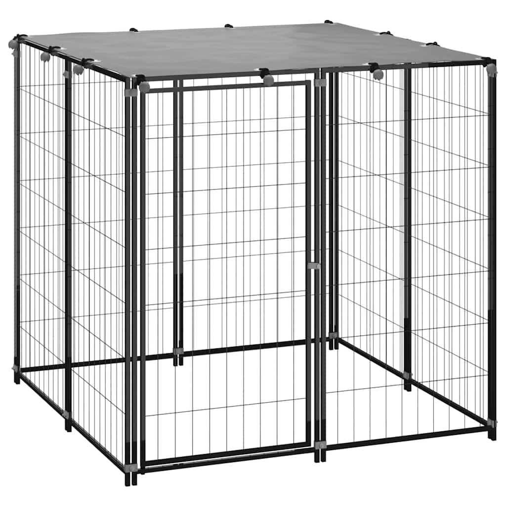 150781 vidaXL Dog Kennel Black 110x110x110 cm Steel
