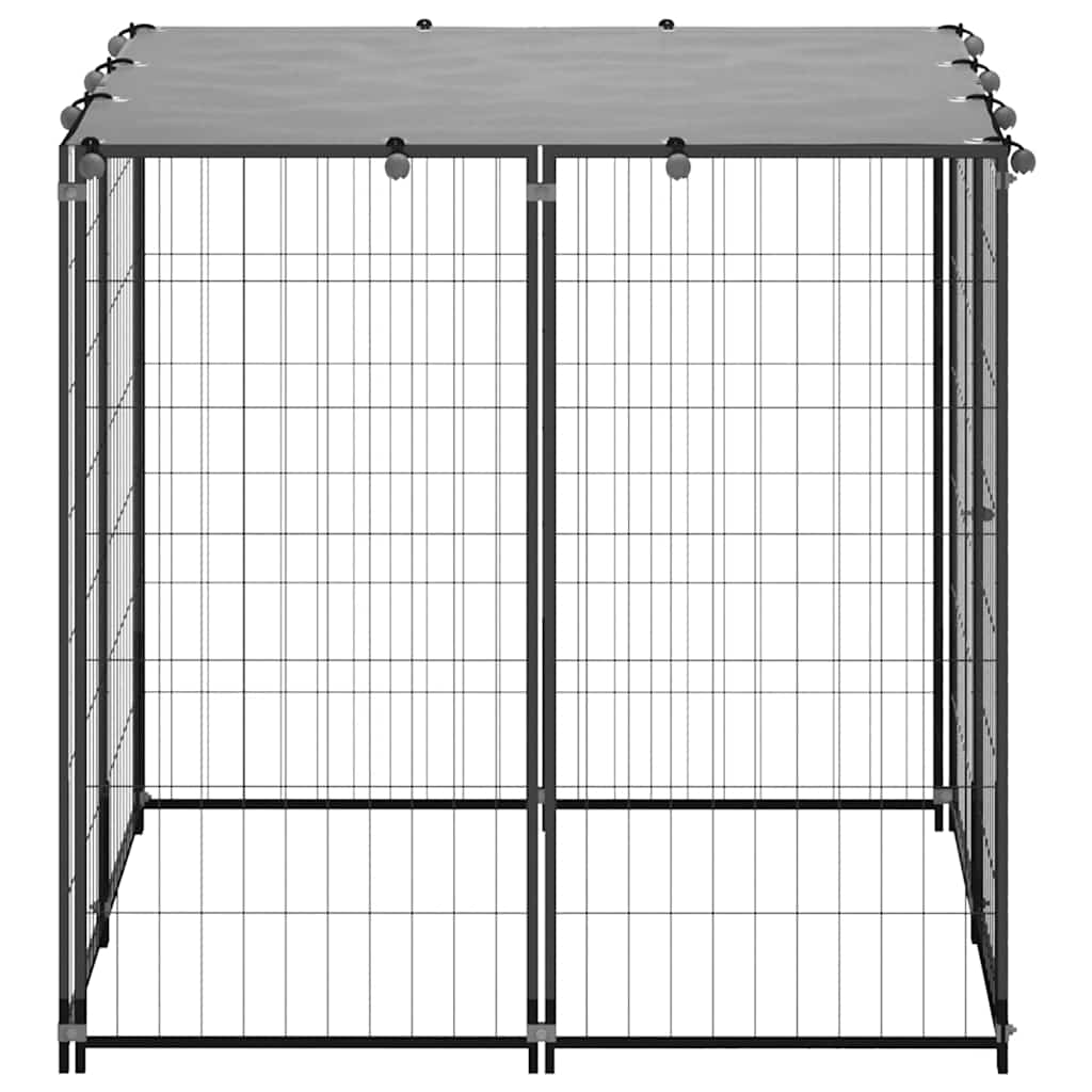 150781 vidaXL Dog Kennel Black 110x110x110 cm Steel