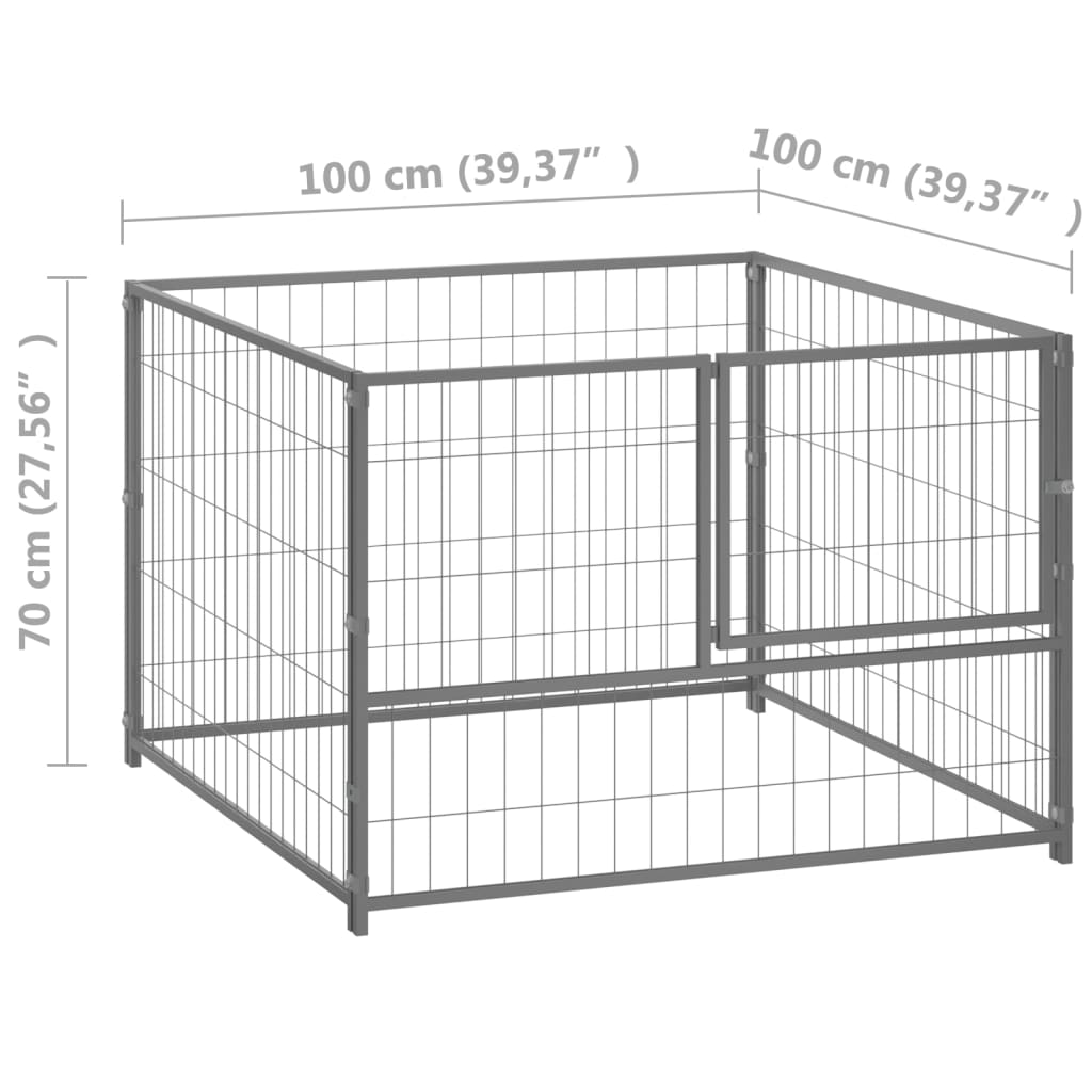 vidaXL Dog Kennel Silver 100x100x70 cm Steel