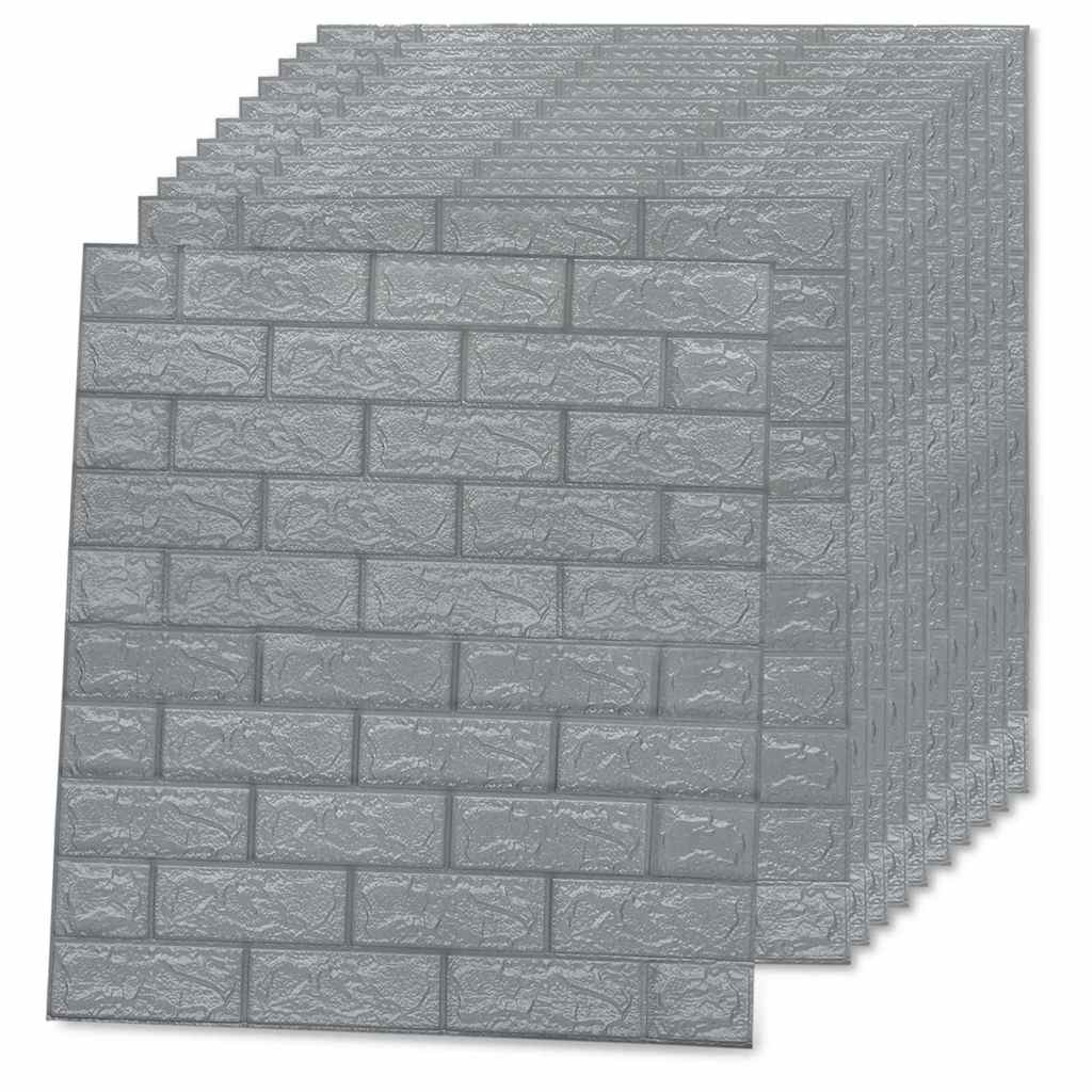 150723 vidaXL 3D Wallpaper Bricks Self-adhesive 40 pcs Anthracite