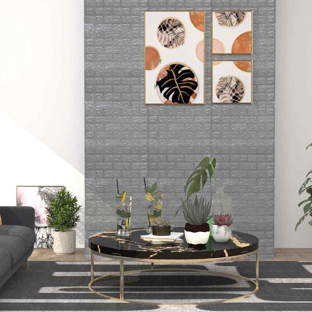 150723 vidaXL 3D Wallpaper Bricks Self-adhesive 40 pcs Anthracite