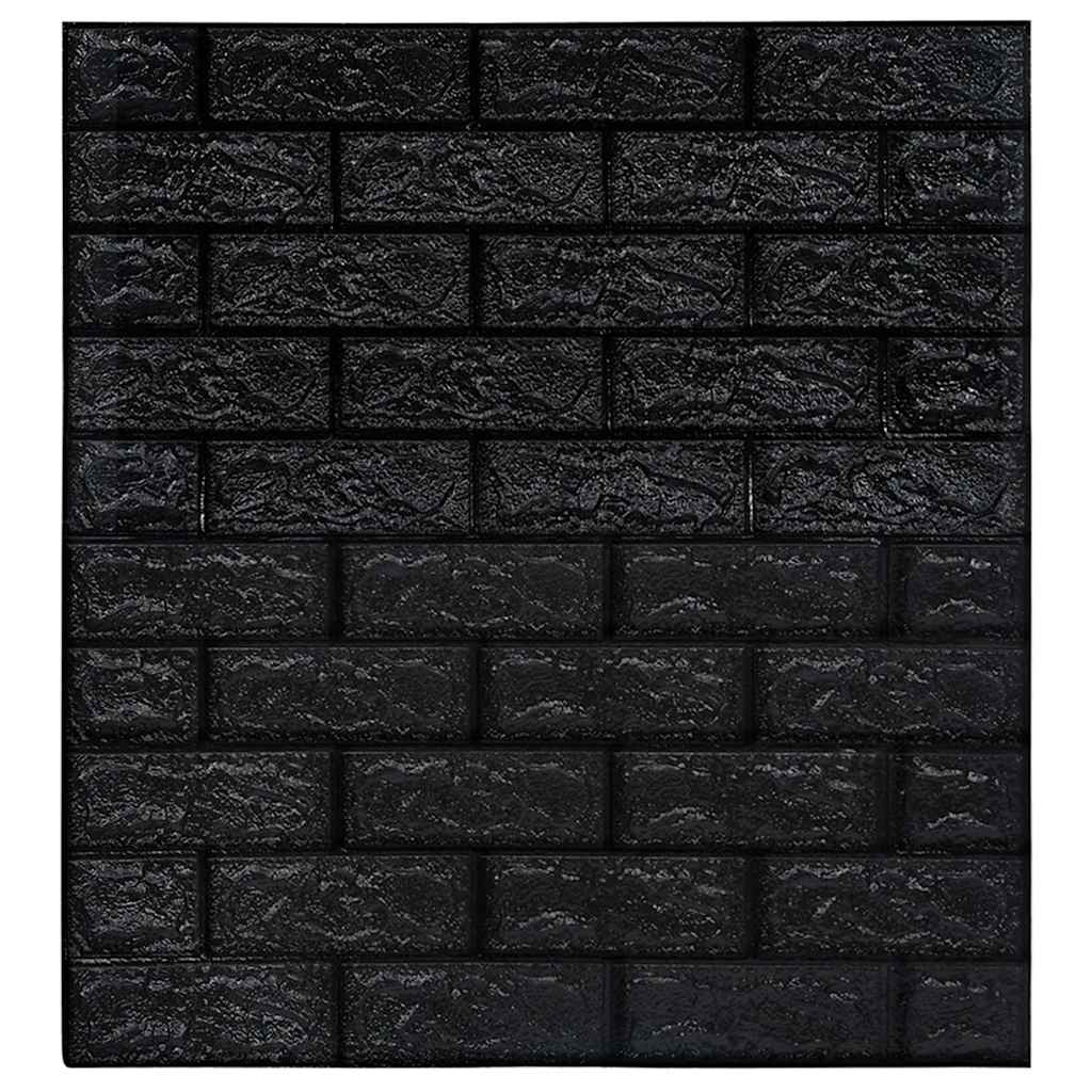 150724 vidaXL 3D Wallpaper Bricks Self-adhesive 10 pcs Black