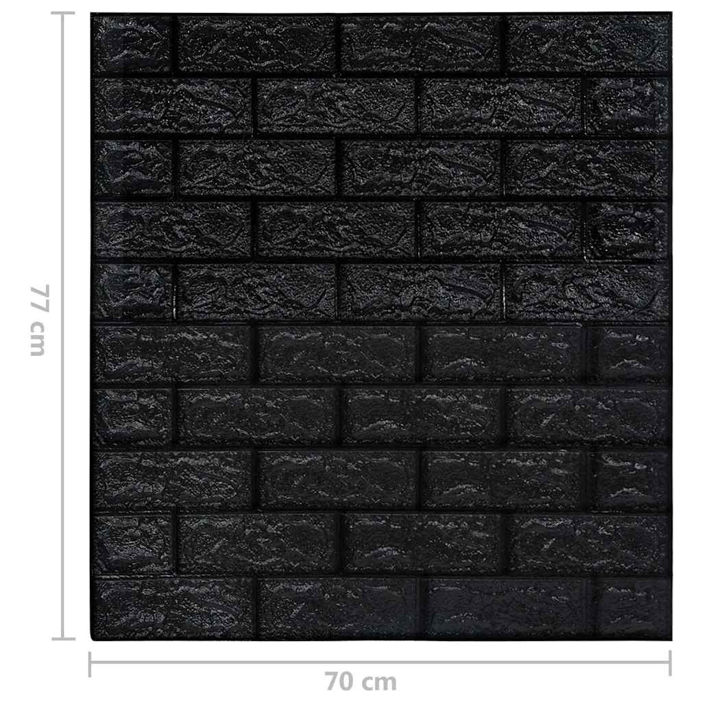 150724 vidaXL 3D Wallpaper Bricks Self-adhesive 10 pcs Black