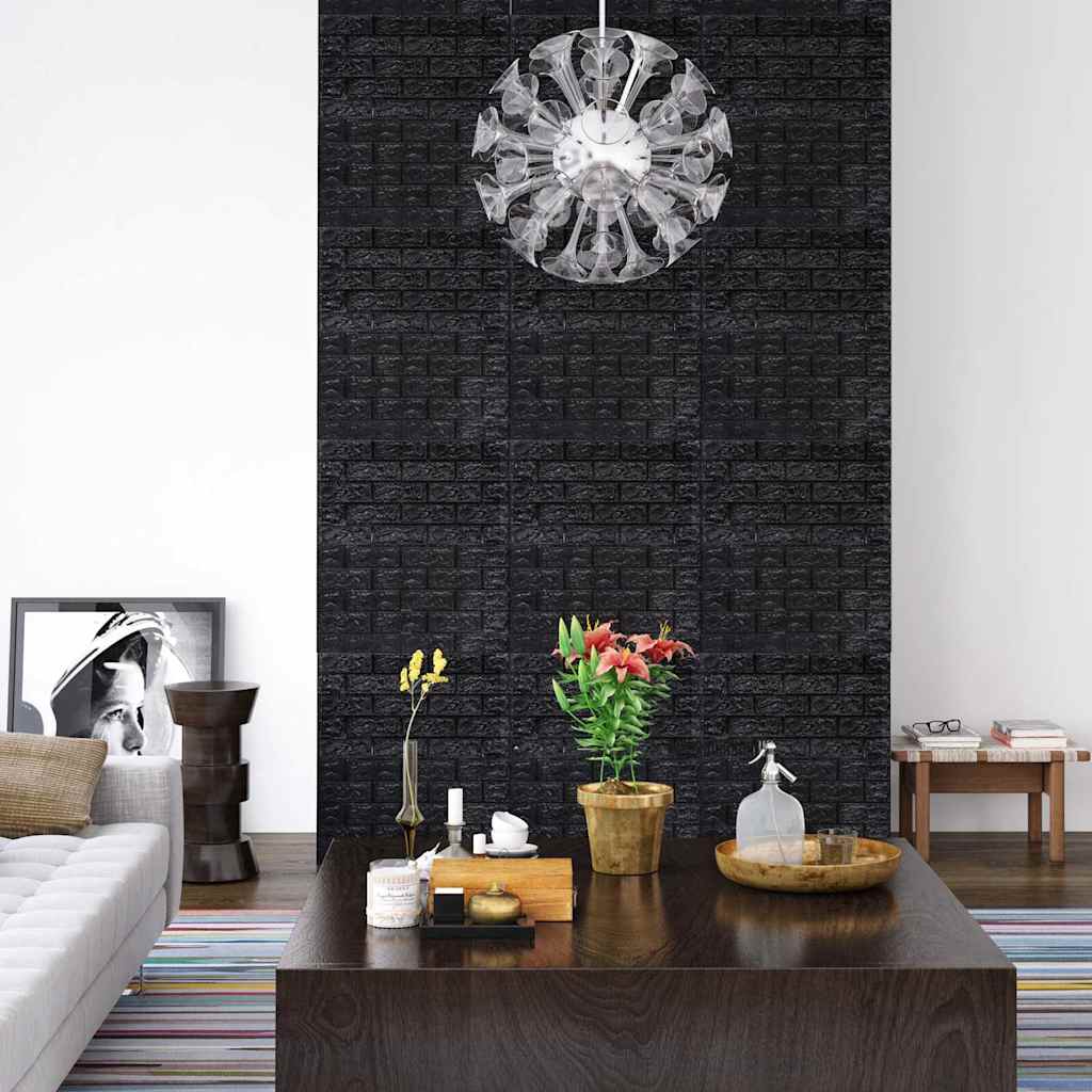 150724 vidaXL 3D Wallpaper Bricks Self-adhesive 10 pcs Black