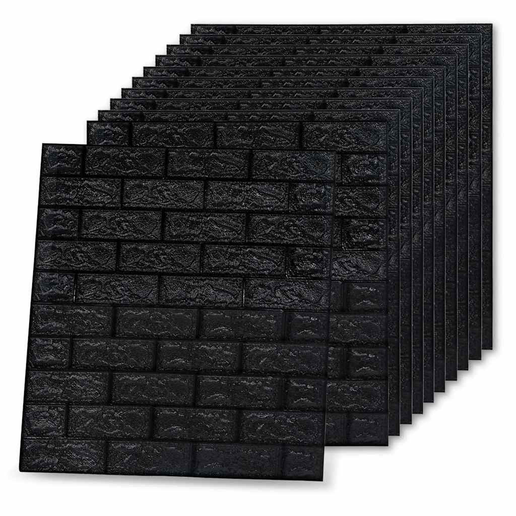 150725 vidaXL 3D Wallpaper Bricks Self-adhesive 20 pcs Black