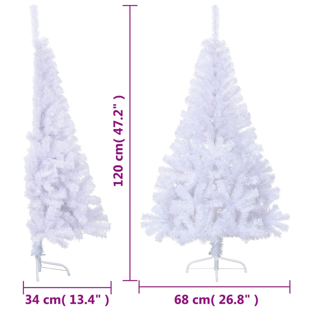 vidaXL Artificial Half Christmas Tree with Stand White 120 cm PVC