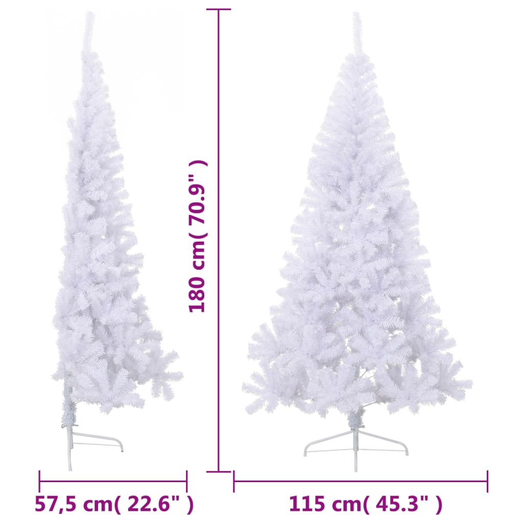 vidaXL Artificial Half Christmas Tree with Stand White 180 cm PVC