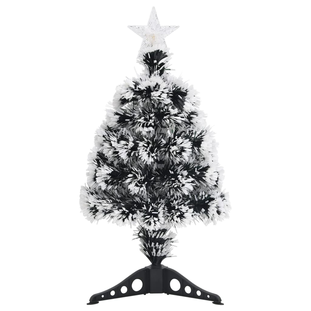 vidaXL Pre-lit Christmas Tree Green and White 64 cm Fibre Optic