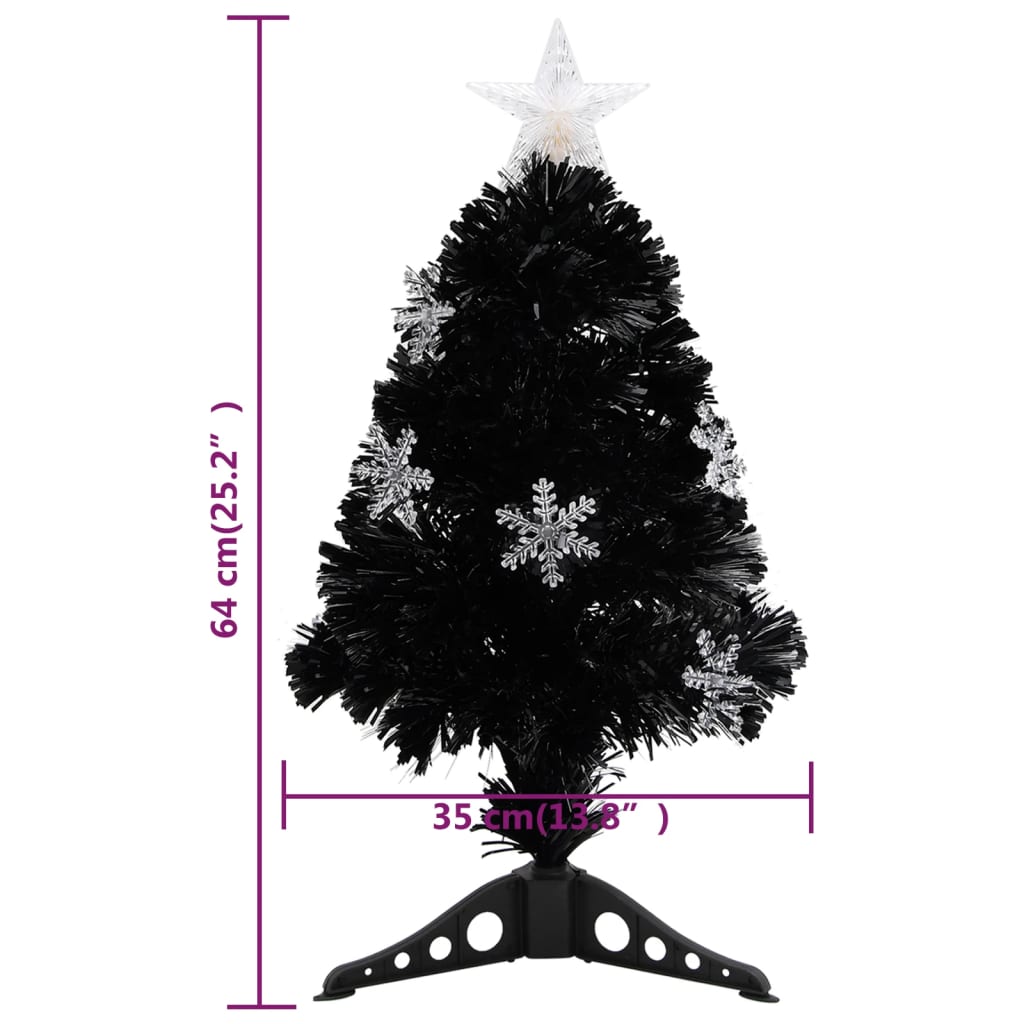 vidaXL Christmas Tree with LED Snowflakes Black 64 cm Fibre Optic