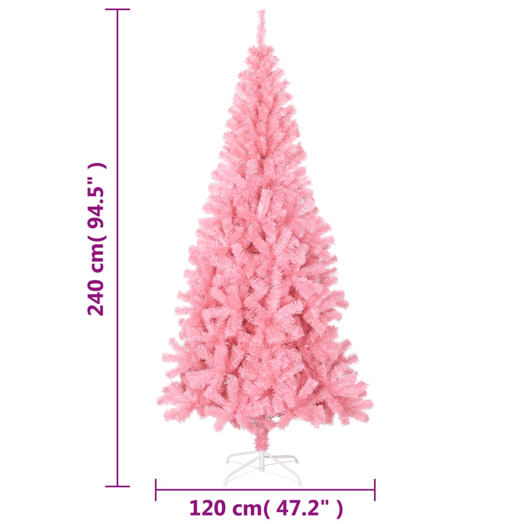 vidaXL Artificial Christmas Tree with Stand Pink 240 cm PVC