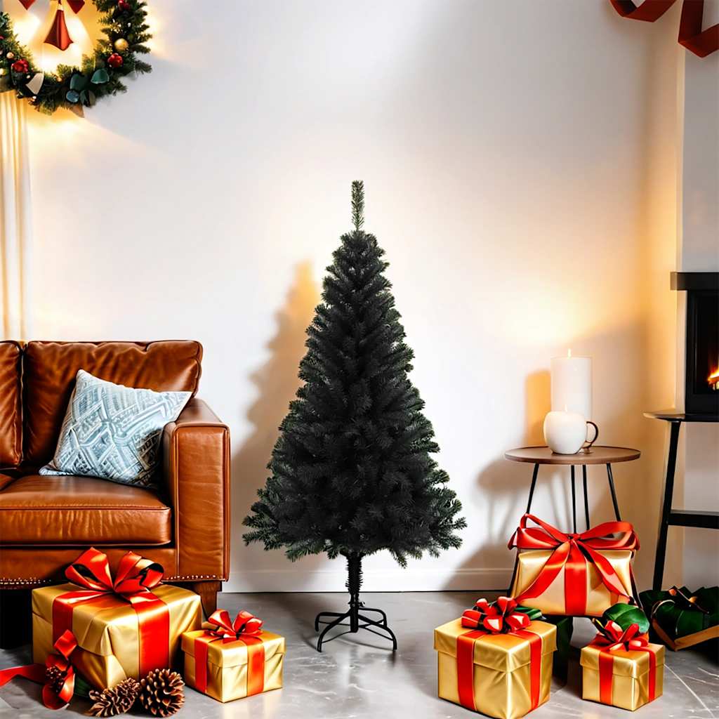 vidaXL Artificial Christmas Tree with Stand Black 120 cm PVC