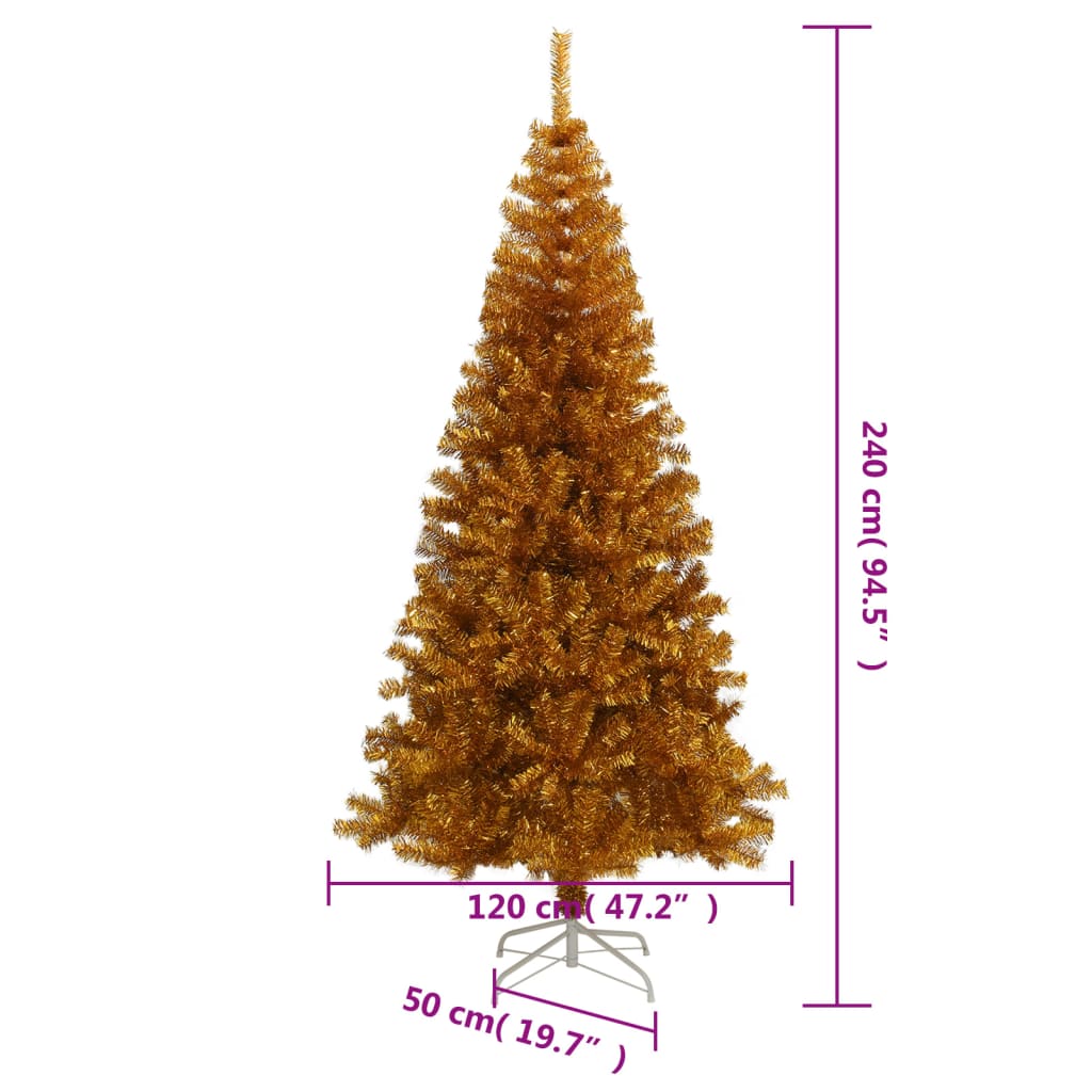 vidaXL Artificial Christmas Tree with Stand Gold 240 cm PET