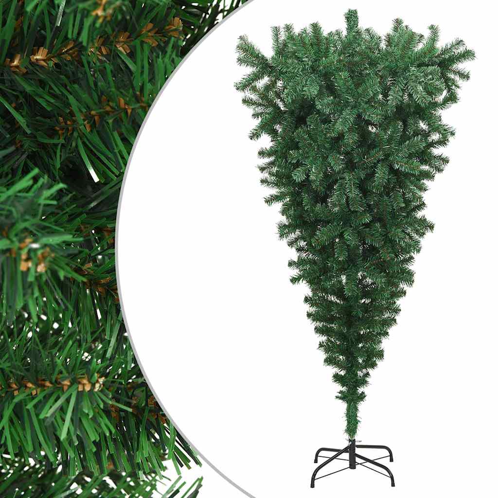 vidaXL Upside-down Artificial Christmas Tree with Stand Green 180 cm