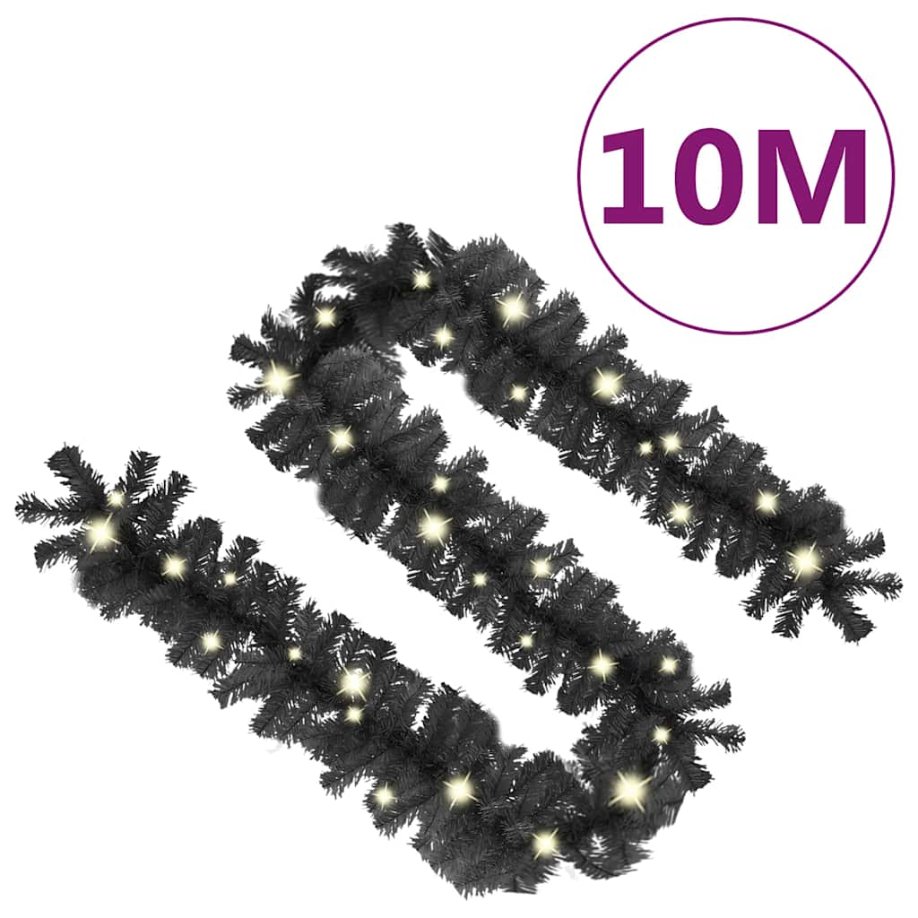 vidaXL Christmas Garland with LED Lights 10 m Black