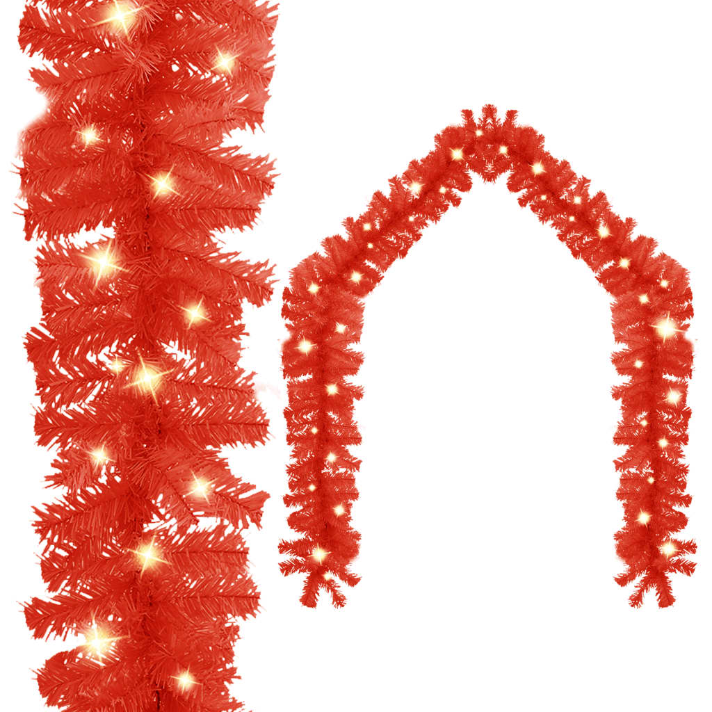 vidaXL Christmas Garland with LED Lights 5 m Red