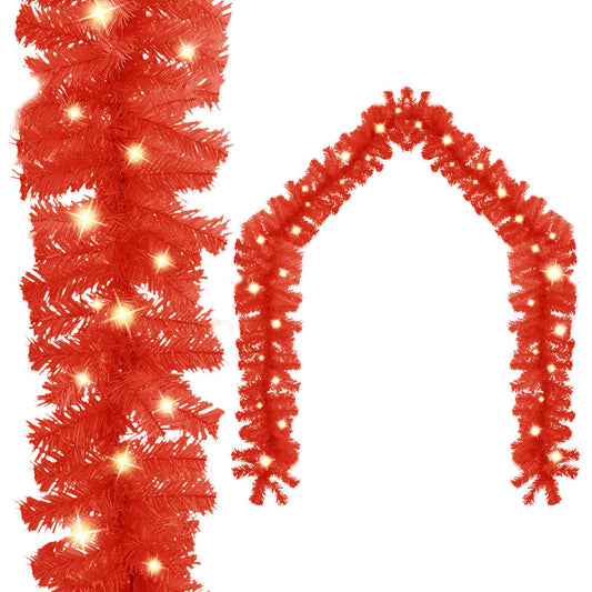 vidaXL Christmas Garland with LED Lights 5 m Red