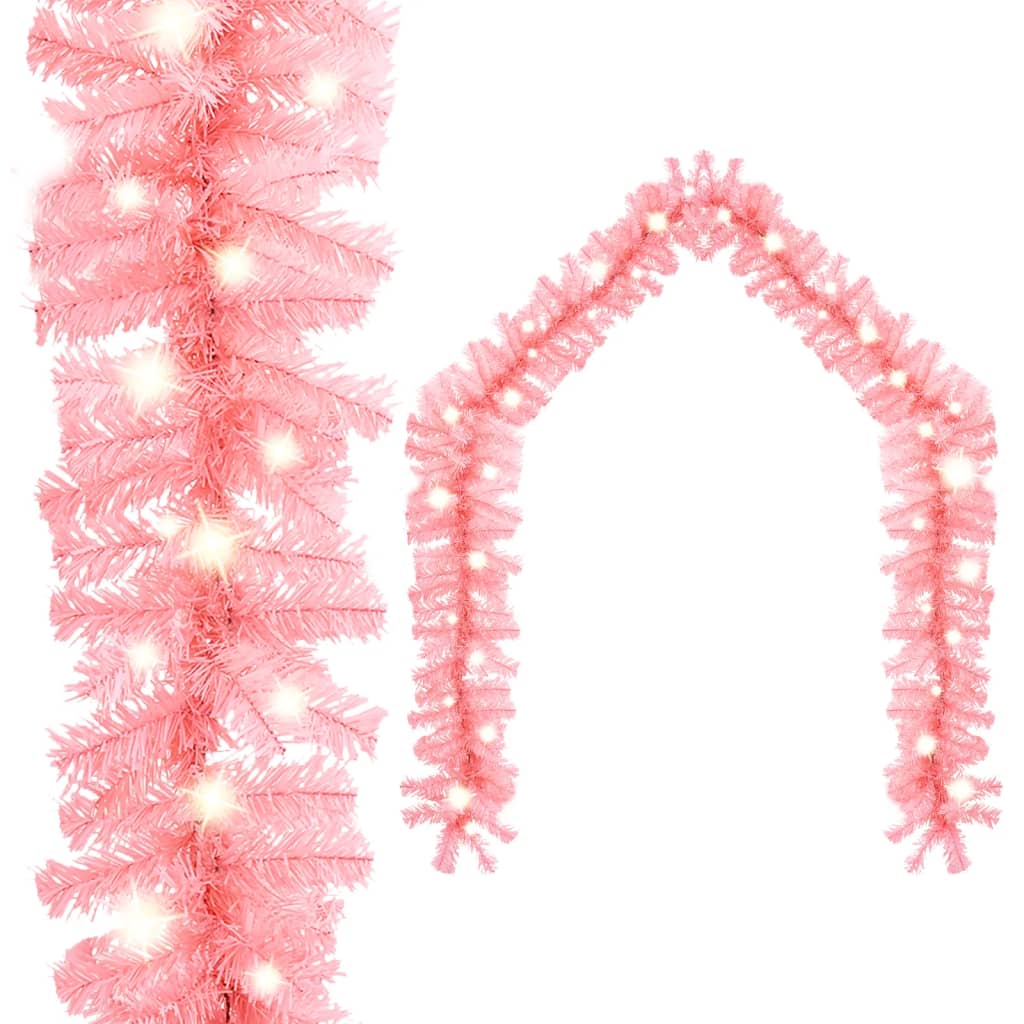 vidaXL Christmas Garland with LED Lights 5 m Pink