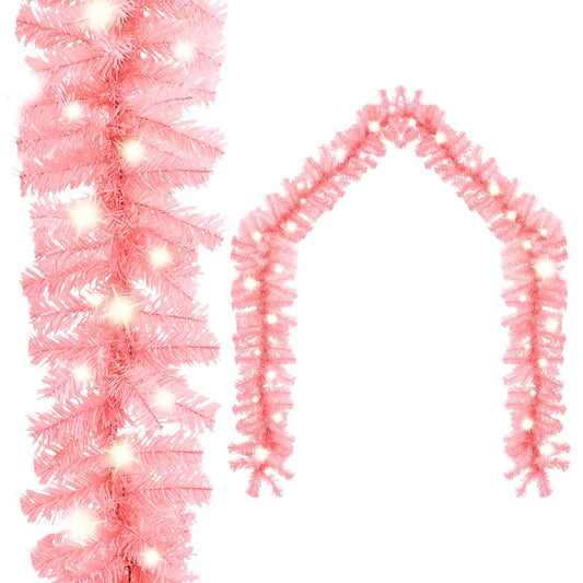 vidaXL Christmas Garland with LED Lights 5 m Pink