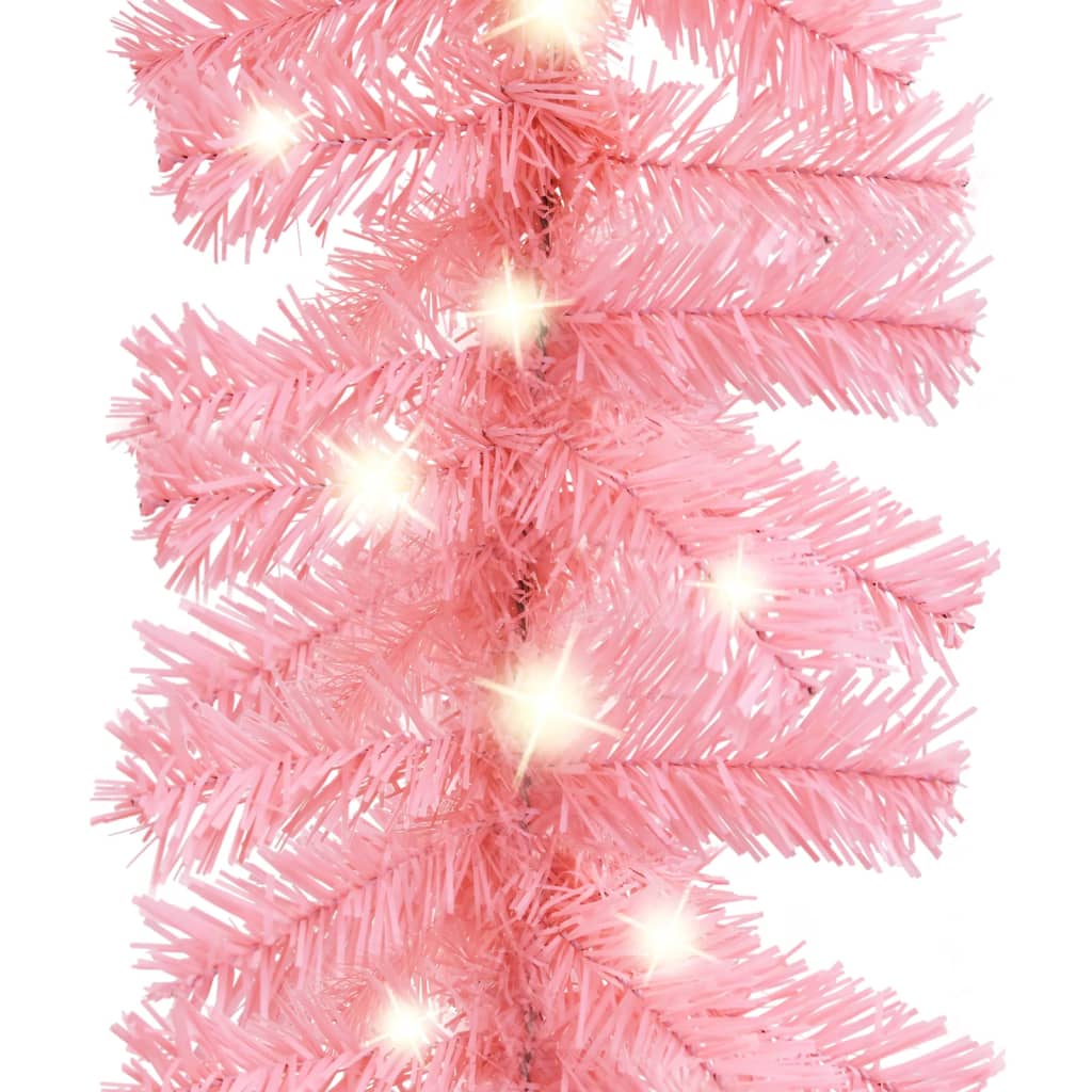 vidaXL Christmas Garland with LED Lights 5 m Pink