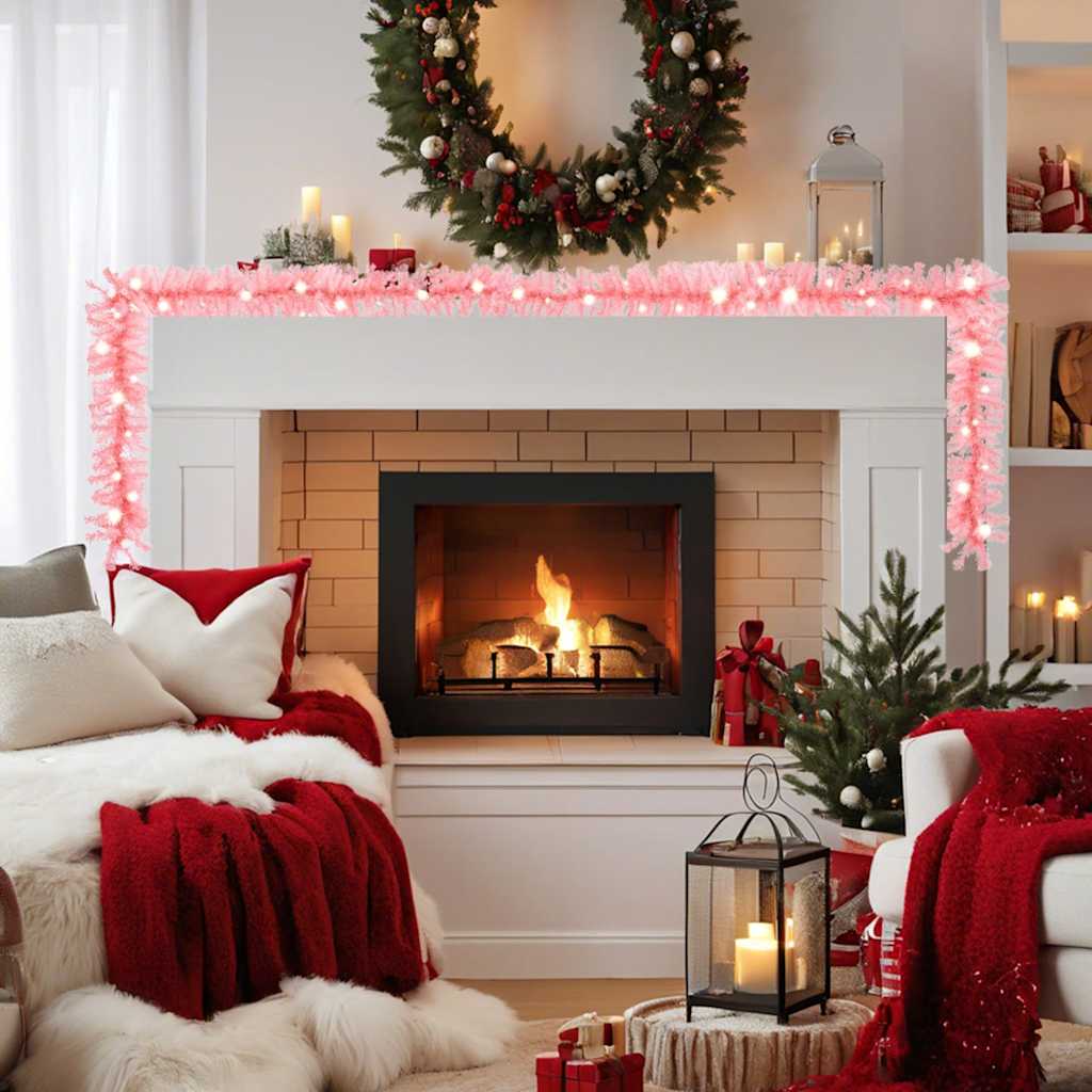 vidaXL Christmas Garland with LED Lights 20 m Pink