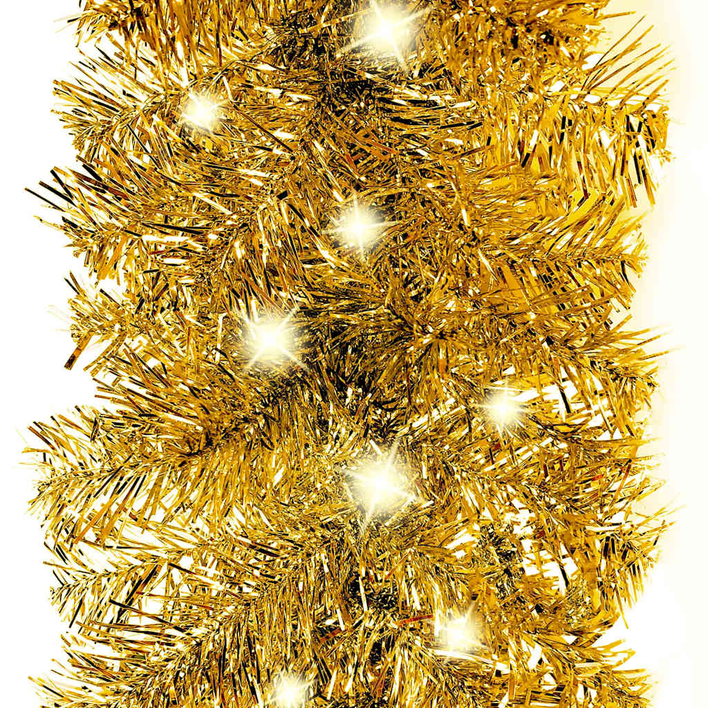 vidaXL Christmas Garland with LED Lights 10 m Gold