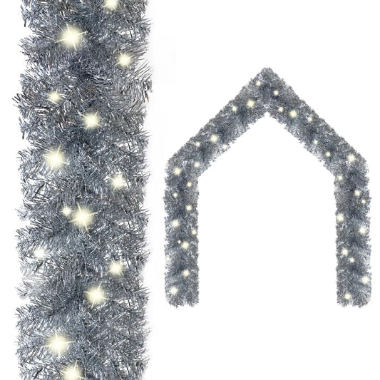 vidaXL Christmas Garland with LED Lights 5 m Silver