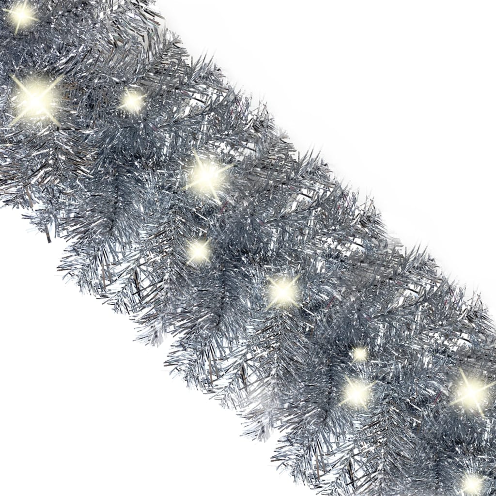 vidaXL Christmas Garland with LED Lights 10 m Silver