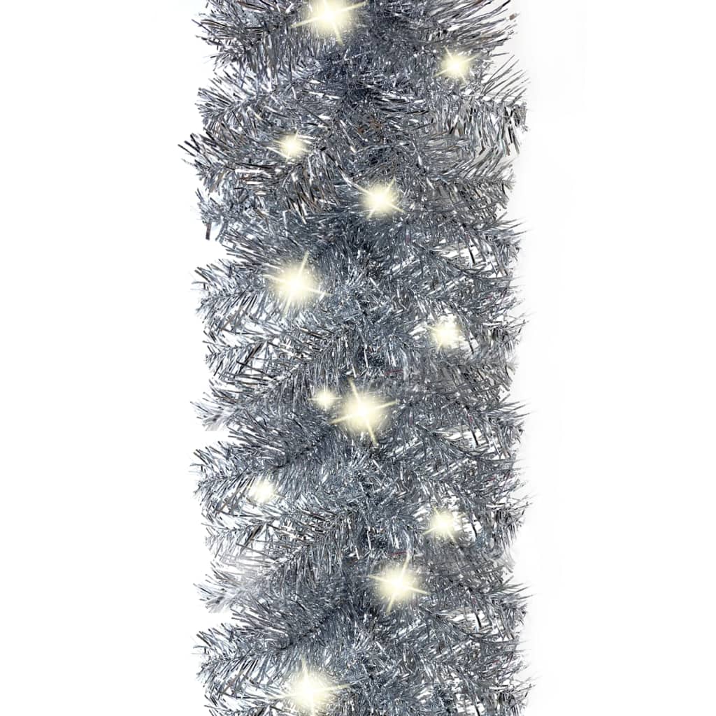 vidaXL Christmas Garland with LED Lights 10 m Silver