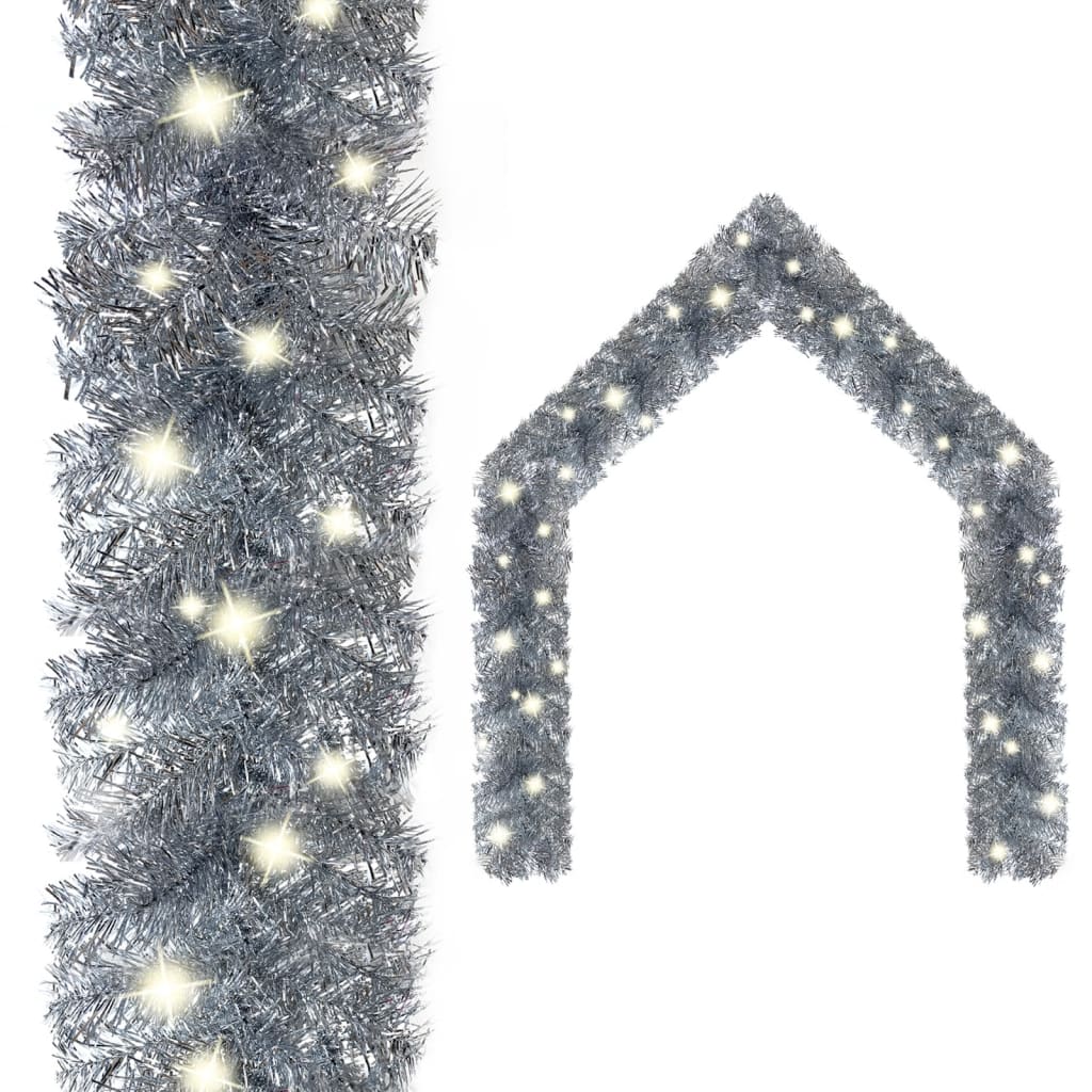 vidaXL Christmas Garland with LED Lights 20 m Silver