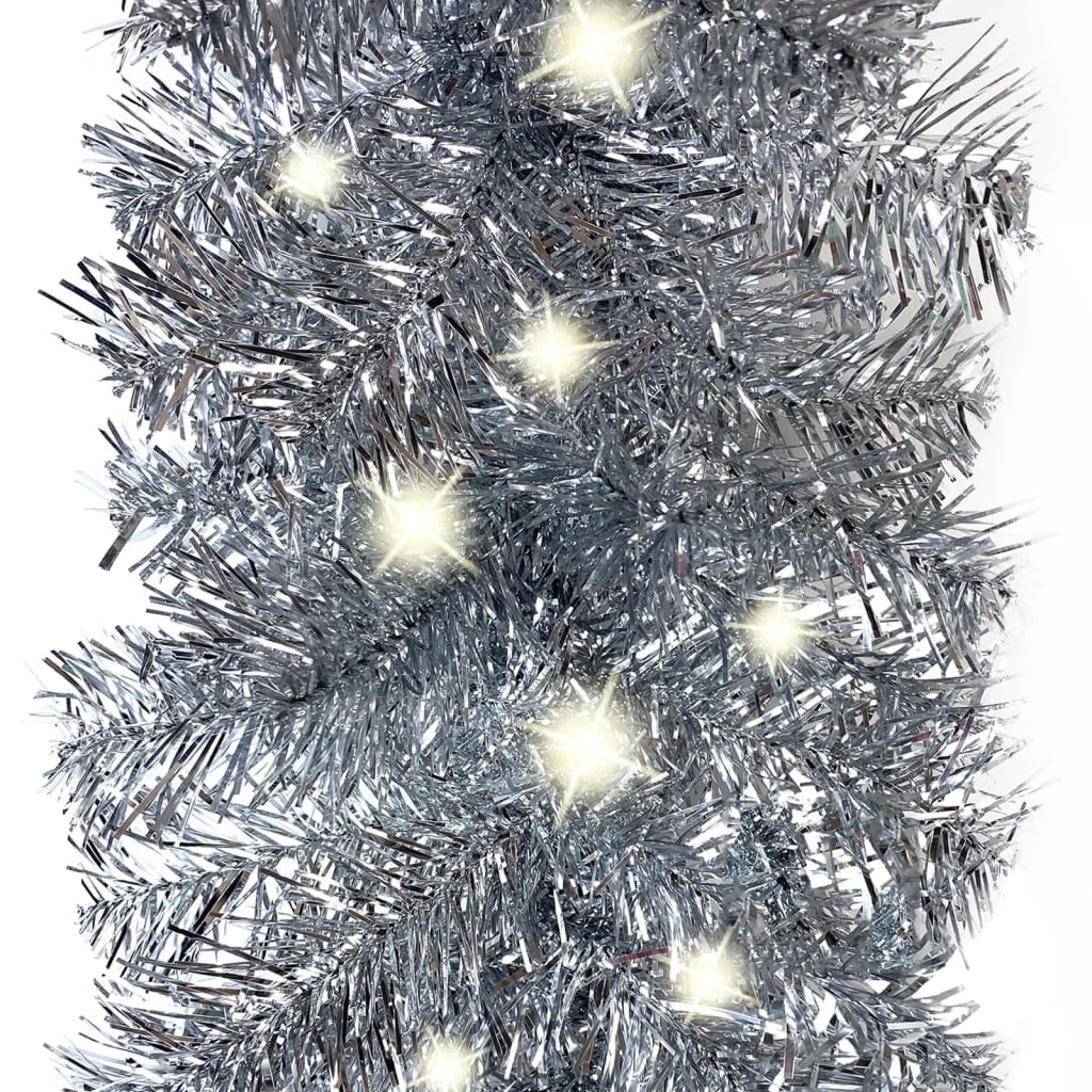 vidaXL Christmas Garland with LED Lights 20 m Silver