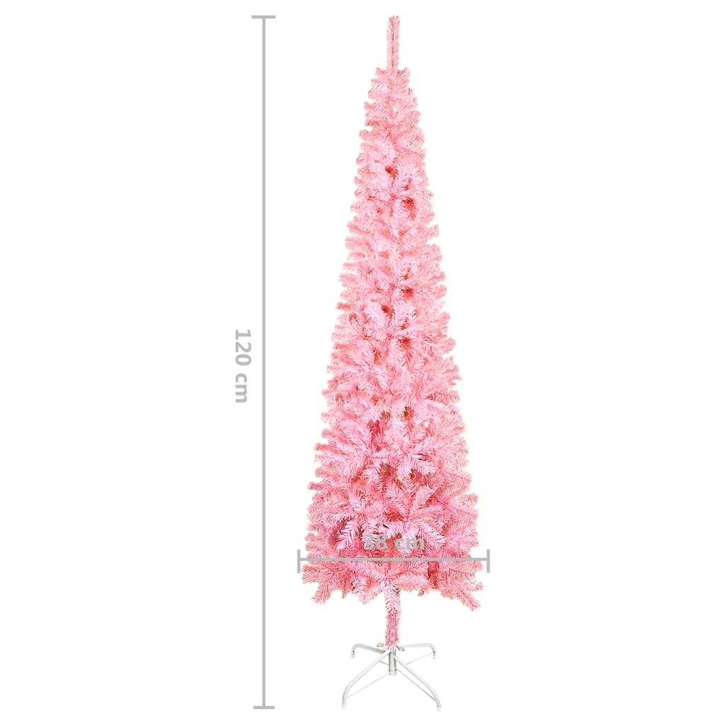 vidaXL Slim Christmas Tree Pink 120 cm