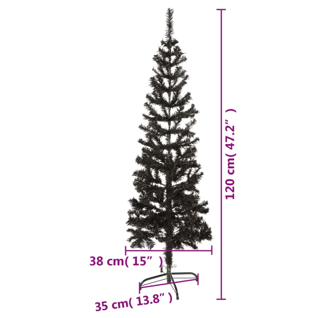 vidaXL Slim Christmas Tree Black 120 cm