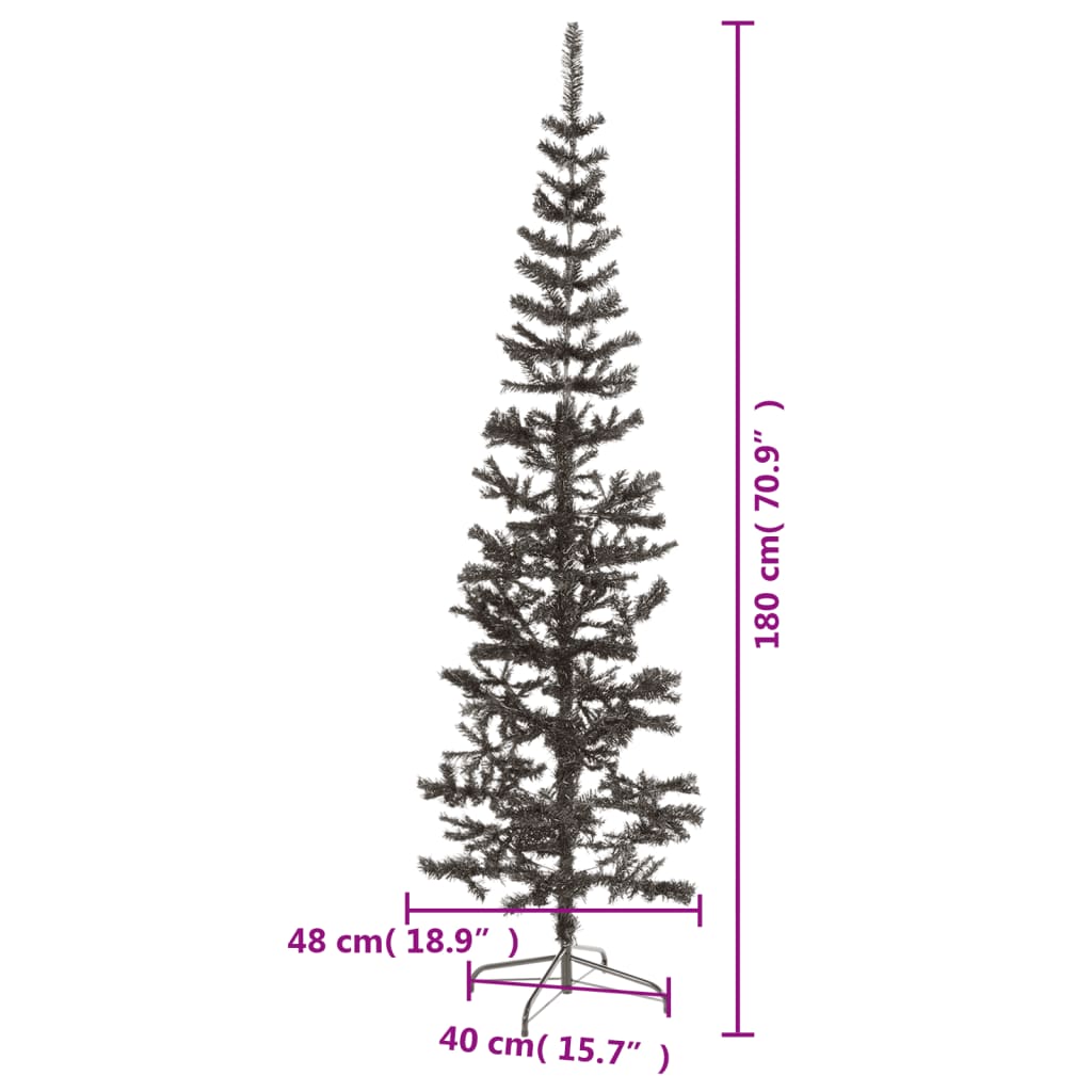 vidaXL Slim Christmas Tree Black 180 cm