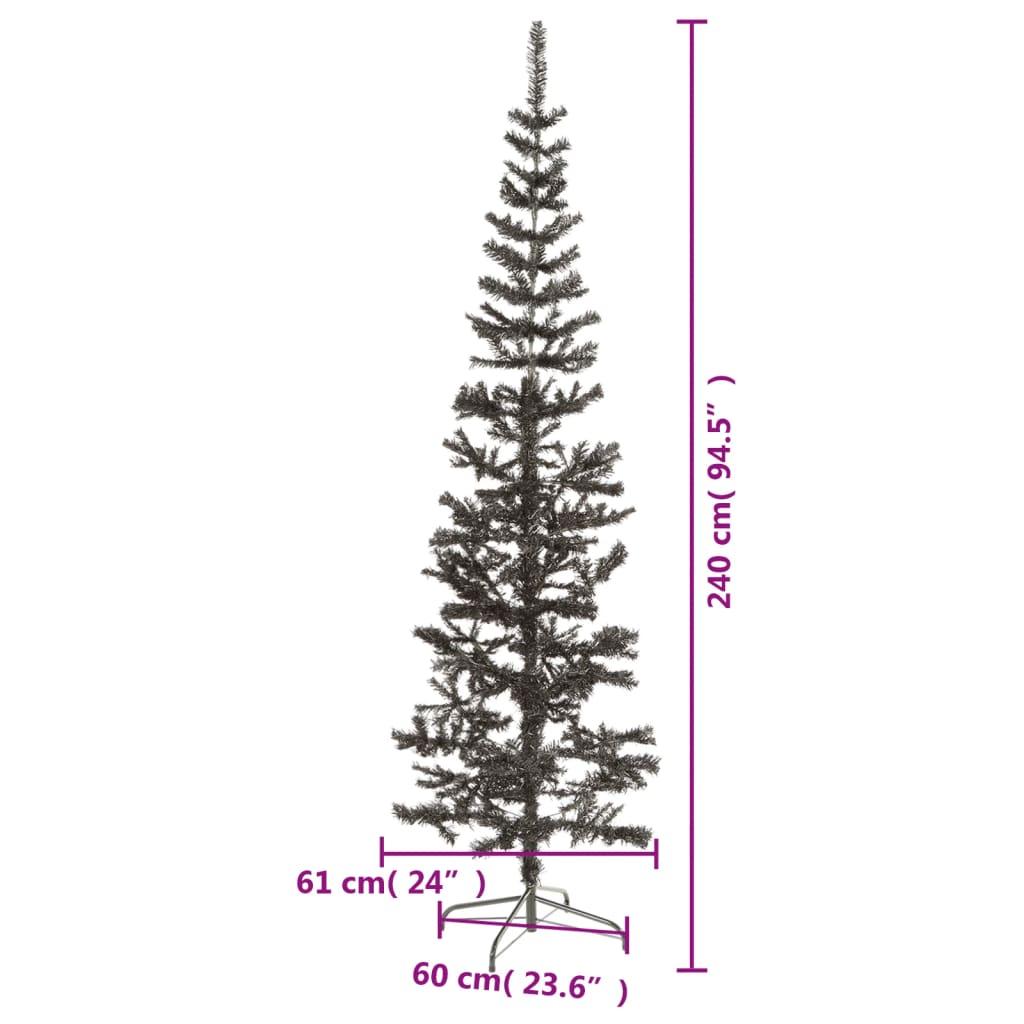 vidaXL Slim Christmas Tree Black 240 cm