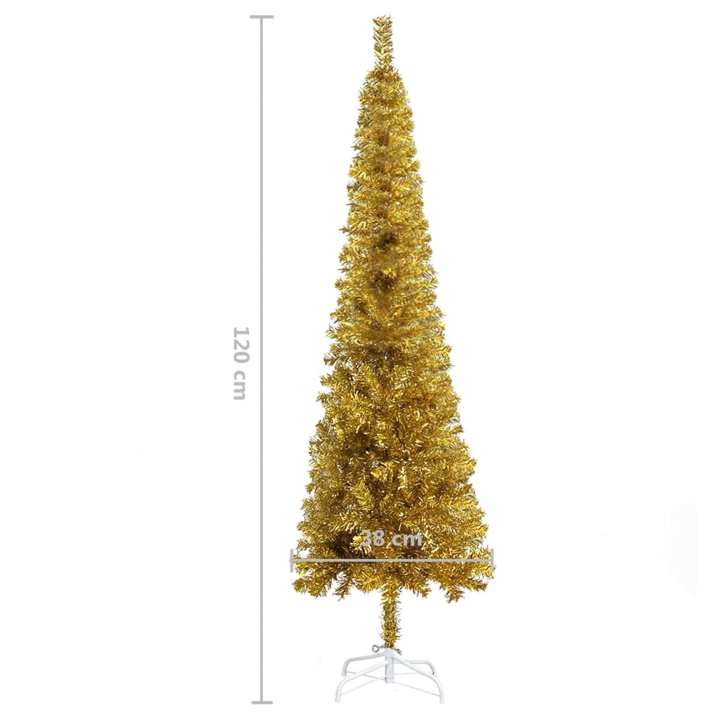 vidaXL Slim Christmas Tree Gold 120 cm