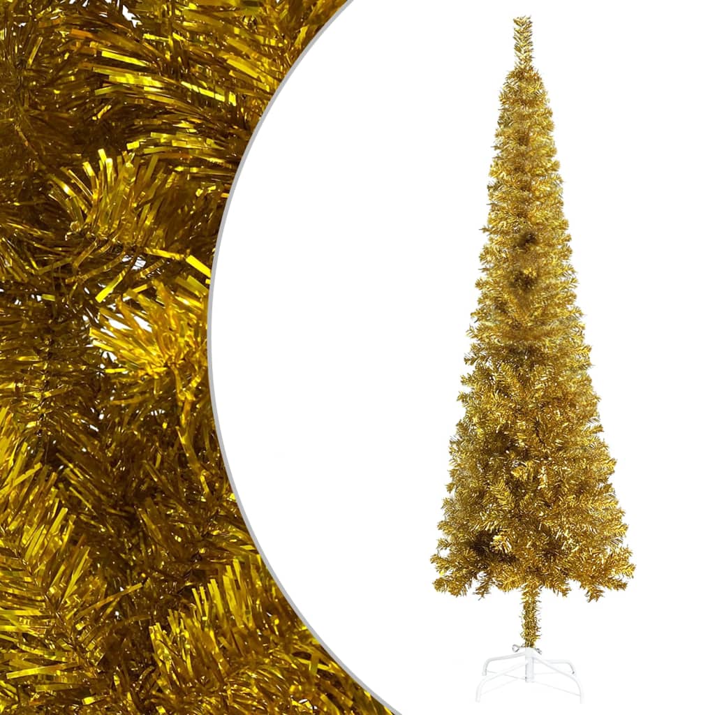 vidaXL Slim Christmas Tree Gold 150 cm