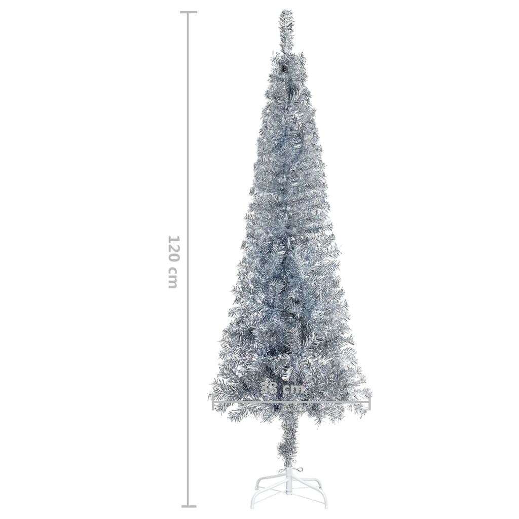 vidaXL Slim Christmas Tree Silver 120 cm